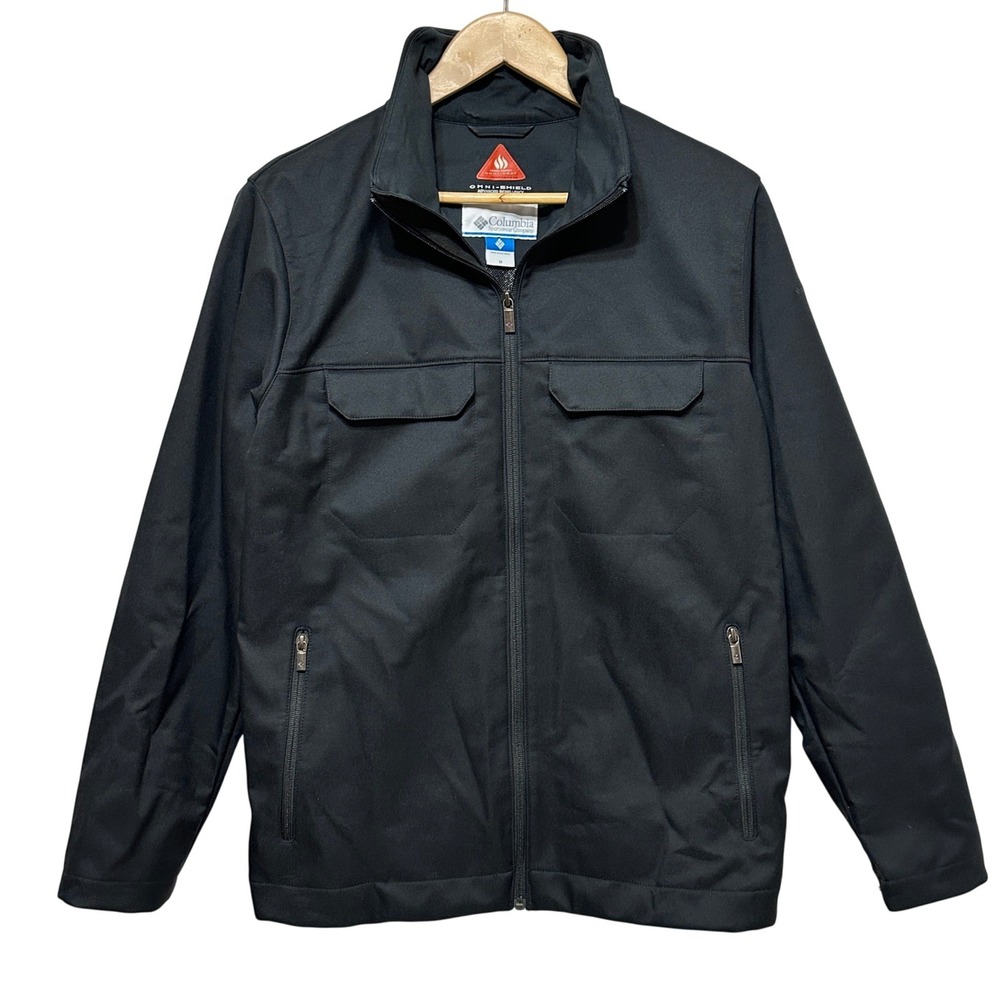 Columbia Softshell Jacket Mens Medium Black Omni-Heat Shield Full Zip Outdoor
